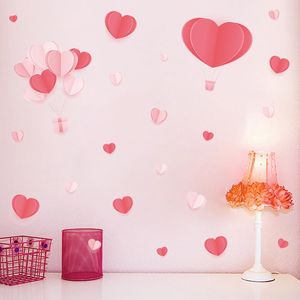 Wholesale wall stickers girls room resale online - Wall Stickers Girls Room Sweet Bedroom Decoration Decals Pink Heart Removable Adhesive Film For Wedding Accessories