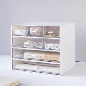 Plastic Multifunctional Desktop Drawer Type Storage Box Sundry Cosmetics Snack Crate Kitchen Practical Gadge Boxes & Bins