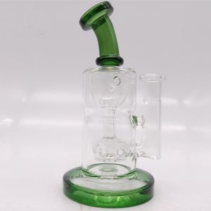 8 polegada câmara de casal verde borbulhante vidro tubulação de água bong perk 14mm tigela foguê