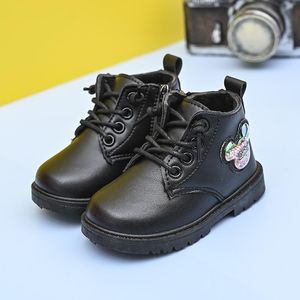 Boots Girls Cute 2022 Winter Spring Children Warm Short Boys Black Cotton Shoes Baby Soft Cartoon Toddler