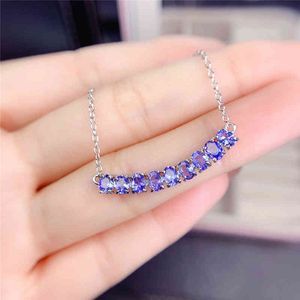 Tanzanite Clavicle Chain Pendant Natural Blue Gemstone Necklace Proposal and Engagement Gift with Certificate