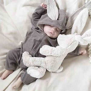 Cartoon Bunny Baby Hoodie Stroje Pchacze Bawełniane Zipper Wiosna Jesień Born One-Układaj Kostium niemowlęcia 3-24 miesięcy 210816