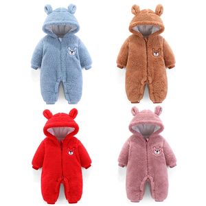 0-12M winter jumpsuit for borns Baby girl clothes thick hooded windproof outerdoor born romper boy 211229