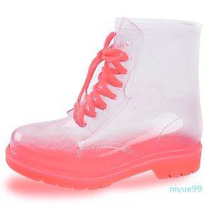 새로운 도착 6 색 투명 장화 여성 방수 마틴 부츠 물 젤리 신발 Botas Feminina