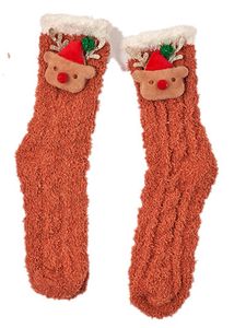 Tüp Mercanı toptan satış-Çorap Hosiery Noel Mercan Polar Kadın Orta Tüp Çorap Sevimli Japon Kardan Adam Santa Elk Noel Hediye Çanta Yıl Şeker Tutucu