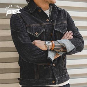 Maden Retro Mavi Denim Ceketler Erkekler Için Rahat Copboy Streetwear Coat Bombacı Ceket Harajuku Vintage Giyim Erkek Giyim 211217