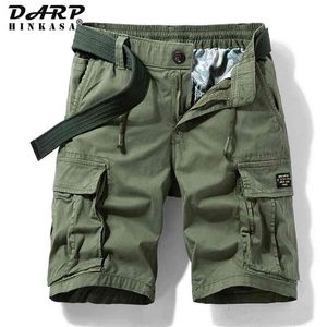 Summer Basculador Tático Carga Shorts Homens Casual ArmyGreen Marca Roupas Algodão Solto Militares 210716