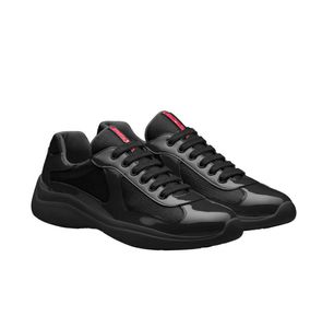 Factory America Cup Sneakers Shoes Men Patent Leather & Mesh Trainers Rubber Sole Fabric Runner Sports Lace-up Nylon Outdoor Casual Walking