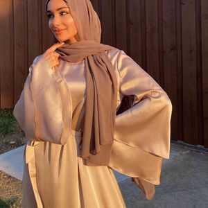 40 # Saten Bandaj Maxi Elbise 2021 Yüksek Bölünmüş Zarif Katı Renk Vintage Robe Tam Kol Ayak Bileği Uzunluğu Elbise Boy Robe Femme X0521