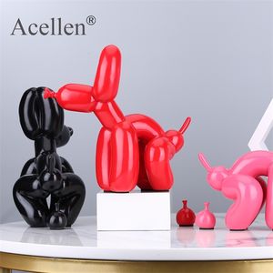Animals Figurine Resin Cute Squat Poop Balloon Dog Shape Statue Art Sculpture Craftwork Tabletop Home Decor Accessories 211025