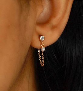 14K złoto wypełniony łańcuch naturalny pereł kolczyki handmade koreański biżuteria Brincos minimalizm Pendientes dla kobiet