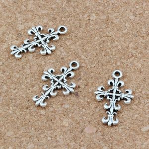 200 Stück filigrane Blumen-Kreuz-Charms-Anhänger zur Herstellung von Armbändern und Halsketten, DIY-Zubehör, 14 x 23 mm