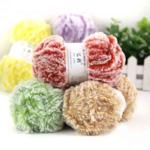 1 pc 50g / set DIY mão de tricô fios de pele quente artesanal artesanal fios de bebê super macio sweater scarf chapéu imitação mink penas y211129