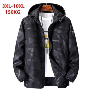 Outdoor Jacket 150KG Black Large Sizes Plus 6XL 7XL 8XL 9XL 10XL Mens Coats Hooded Removed Man Spring Autumn Camo Blue Hoodies 210927