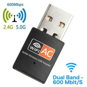 Receptor USB WIFI AC 600 Mbps Adaptador WLAN Stick Dual Band 2,4 GHz / 5 GHz WIFI Dongle USB Placa de rede sem fio