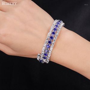 Schichten Königsblau Kristall Armbänder Armreifen Für Frauen Braut Geschenk Mode Offene Femme Hochzeit Schmuck Armreif