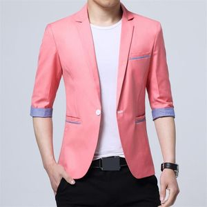 Men's Suits & Blazers 2021 Brand Summer Suit Seven-quarter Sleeve Small Thin Overcoat For Male Outer Wear Clothing