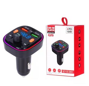 Retroiluminado con LED transmisor FM con Bluetooth para coche, reproductor de disco MP3 TF/U, Kit de manos libres, adaptador Dual USB 3.1A + 18W PD tipo C, cargador rápido