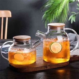 Большой прозрачный боросиликатный стеклянный чайник, кувшин для воды, термостойкий большой прозрачный кунг-фу, графин для чайных горных для лимонада 210724
