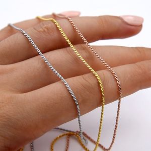 Miqiao 925 Стерлинговые серебряные веревки цепь Platinum Rose Gold Color Long 40 45 50 55 60 65 70 80 см в ширину 10 15 23 мм Ожерелье мужчины