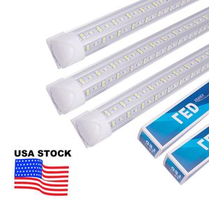 8Ft LED Shop Light Fixture, T8 Integrated Tubes Lights, 6500K Cold Whit, V Shape Linkable Fixtures, High Output Clear Cover 72W 100W 144W AC 85-265V USALIGHT