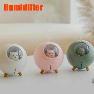 NIUXILIFE Pet Humidifier 220ml Planet Cat Ultrasonic Cool Mist Aroma Air Oil Diffuser Romantic Color LED Lamp USB Humidificador 210724