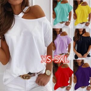 Koszulka damska Summer White Tops Fashion Hollow Out Krótkie Rękawy Czarne Tees Ladies Street Casual Off Ramię Plus Size Woman Tshirts