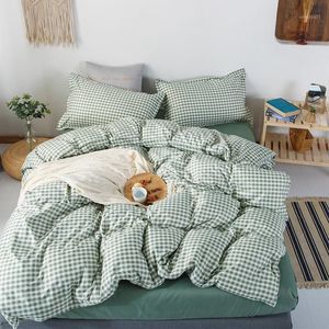 Sängkläder Ställer Kotudenavy Brown Plaid Duvet Cover 220x240 Pillowcase 3pcs, Sängkläder, 150x200 Quilt Cover, Blanket Cover, Bed Sheet, Double