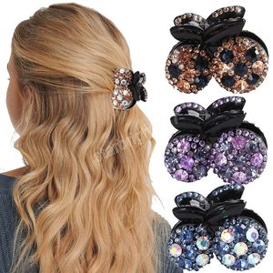 4.5 cm Rhinestone Saç Pençe Barrette Yengeç Klipler Moda Kadınlar Kiraz Firkete Kızlar Sevimli At Kuyruklu Saç Aksesuarları