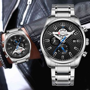 Curren Mens Sport Big Dial Watch For Män Casual Quartz Klockor Business Chronograph Stainless Steel Clock Relojes Hombre 210517