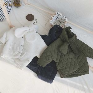 Dziewczynka Chłopiec Kurtka Polarowa Z Szalik Niemowlę Maluch Dziecko Dwustronna Płaszcz Zima Jesień Znosić Casual Baby Clothes 1-7y H0909