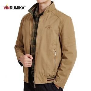 Vårhösten Europa Middle Aged Mäns Dubbelsidiga 100% Bomull Casual Fader Stil Khaki Jacka Coat Man Svart Blå Coats 211126