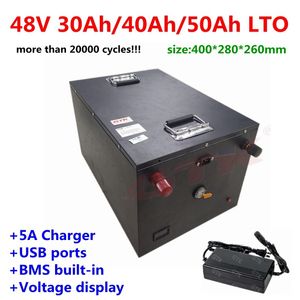 Wasserdichte LTO 48V 30Ah 40Ah 50Ah Lithium-Titanat-Batterie mit BMS für E-Bike AGV Dreirad Solarsystem-Roller + 5A-Ladegerät