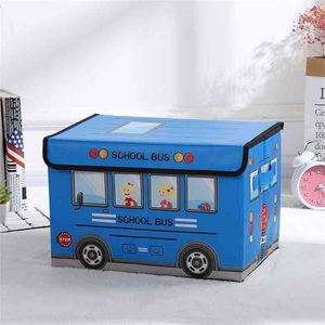 Multifunktions-Cartoon-Aufbewahrungsbox für Spielzeug Kinderkleidung Klappauto Spielzeugkorb Kinderbehälter 210922