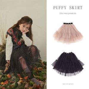 Child Tutu Skirt Korean Brand Deisgn Girls Mesh Skirts Autumn And winter Pink Black Toddler 210619