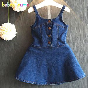 새로운 브랜드 여름 유아 의류 키즈 의류 아기 조끼 드레스 어린이 의상 패션 데님 소녀 드레스 0-7year BC1116 Q0716