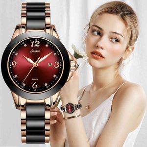 Relogio Feminino SUNKTA Women Watches Waterproof Top Brand Luxury Watch Women With Ceramics And Metal Strap Relojes Mujer 210517