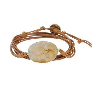 Tennis Boho Simple Coral Jade Wraps Tan Wax String Bracelet Jewelry