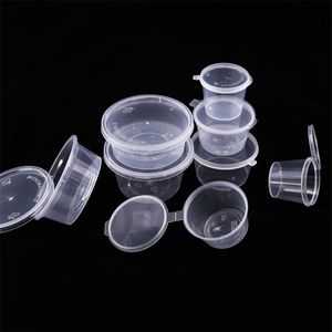 25Pcs 25/27/40/45ml Disposable Plastic Takeaway Sauce Cup Reusable Containers Box with Hinged Lids Small Pigment Paint Box 2040 V2