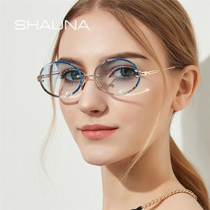 SHAUNA Klassische randlose ovale Sonnenbrille für Damen, Farbverlauf, UV400