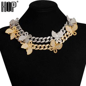 Hip Hop - Męski Neck Necklace Ras, Cuban Chain, 15mm Ice Diamond, Silver Gold, Miami Bow, Jewelry Q0809