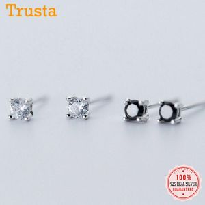 Stud Trustdavis 925 Sterling Silver Fashion Tiny Dazzling CZ 3mm Earring for Women Girls Kids Jewelry Gift DB1050