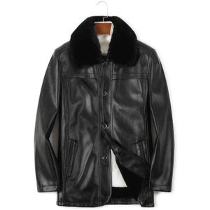 Fur Collar Bomber Leather Jacket Mens Brand Plus Velvet Tjock Varma Topp PU Jackor Män Vattentät Motorcykel Windbreaker 210524