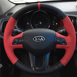 DIY custom leather suede hand sew steering wheel cover For Kia K2 K3 K4 K5 sportage R KX3 cerato car interior accessories