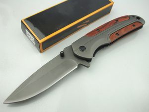 Brow DA43 Fast open folding knife 440C 57HRC Titainum finish blade Steel&Wood handle Outdoor Camping hiking Rescue knives