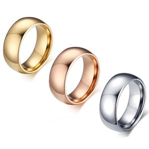 Wedding Rings INS Tungsten For Men Gold-color Glossy Jewelry Engagement Gift Ladies Accessories Engraved Name Bijoux Homme 8mm