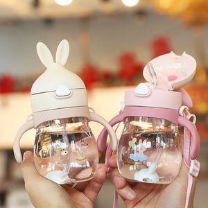 Free sponge brush 270ml Cute Baby Bottle Newborn Children Learn Feeding Drinking Nursing Bottle Kids Juice Water Training Cup 823 V2