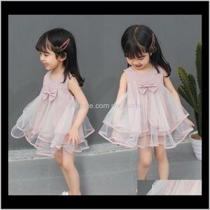 Baby Girls Summer Cotton Net Yarn Bow Tie Vest Lattice Tutu Dress For Girl Kids Clothes Childrens Clothing Unigm 0Lm48