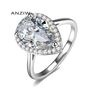 Cluster-Ringe ANZIW Teardrop Pear Cut 4 S 925 Sterling Silber Frauen Verlobung Brautring Hochzeitstag Schmuck Geschenke