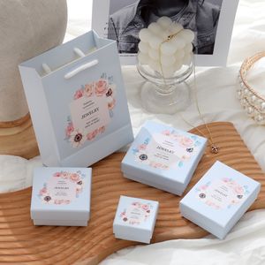 Fashional Jewelry Packaging Set Boxes Elegant Printed Necklace Paper Board Packing Box and Bag for Earring Ring Pendant Bracket Keychain